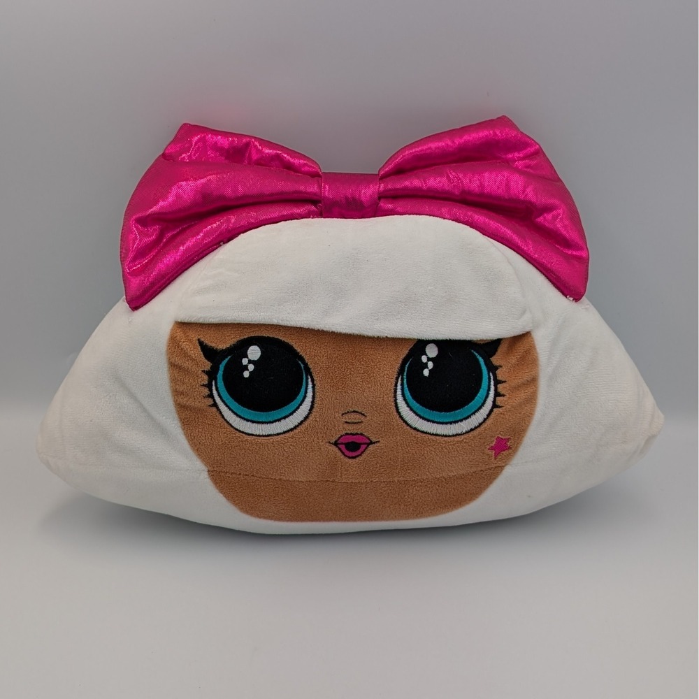 LOL Surprise Diva Plush Pillow White Pink Bow MGA Entertainment Kids Room Decor
